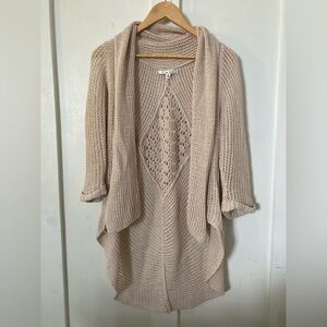 Cabi cotton linen ramie blend chunky loose knit open cardigan small bohemian